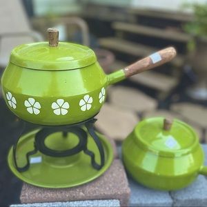 Vintage Mid-Century Modern Fondue pot with extra pot made in Japan